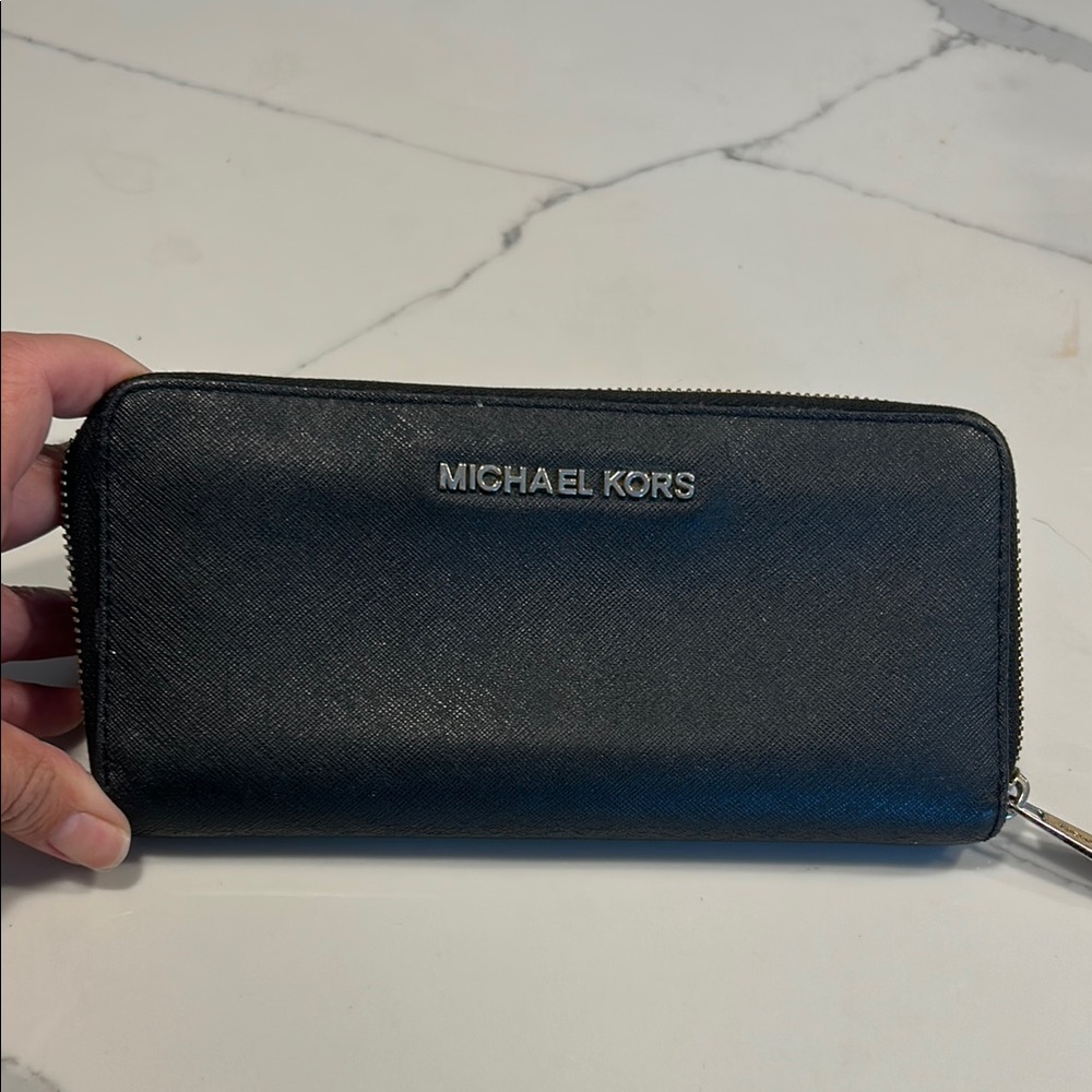 Michael Kors Black Wallet with Gold Zipper